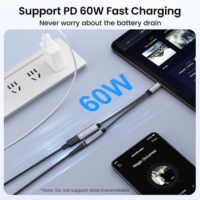 Vcddom Samsung Galaxy S25 Headphone Adapter, USB C to AUX Mic Jack with PD 60W Fast Charging for Stereo, Earphones, Compatible with Samsung Galaxy S25/S25+/S25 Ultra/S24/S24+, Google Pixel 8/7 - Image 3